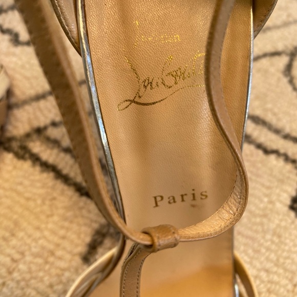 Christian Louboutin Tan and Cream Strappy Heels - Picture 11 of 11